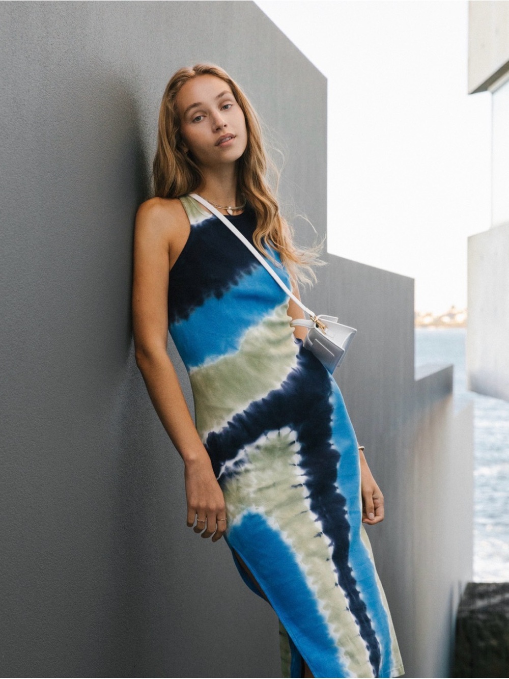 YFB ✨ Young, Fabulous & Broke Iggy Rib Midi Dress, Skyline Asteroid Wash / Large